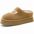 thumbnail image 1 of wonima44 Platform Slippers for Women Cozy Fur Lined Slip on Mary Jane Fall Shoes Warm Comfy House Slippers for Indoor Outdoor, 1 of 1