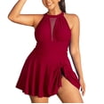 thumbnail image 1 of Riforla Maillots de Bain pour Femmes Taille Haute Maillot de Bain avec Shorts Rétro Dos Nu Grande Taille Robe de Bain une Pièce Maillot de Bain Femmes Rouge G, 1 of 4