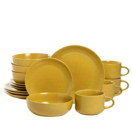 

Cutlery Set 16 sets Honey Gold This set of 4 servings includes: 10. 5 plate 8. 25 salad plate 32 ounces /7. A 5-inch dinner bowl and a 22-ounce extra-large mug