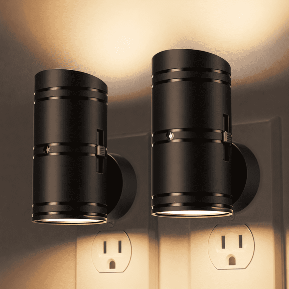 COSJM Night Light Plug In, 2-Pack Dusk to Dawn LED Night Lights, Dimmable 0-100LM, 3000K Warm White Wall Night Lights for Home, Hallway, Stairs, Bedroom, Bathroom