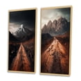 thumbnail image 3 of Designart "Endless Roads Through Misty Snowy Mountains V" Meadow Framed Wall Art Set Of 2 - Traditional Brown Framed Canvas Set For Living Room Decor, 3 of 6