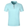 thumbnail image 1 of Striped Casual Shirt V Neck Button Business Versatile T-Shirt Top - Polyester Material, Stitching Design, Perfect for Everyday Life, 1 of 6