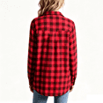 thumbnail image 6 of Hsovts Womens Multi‑Tone Plaid Flannel Shirts, Button Up Long Sleeve Vintage Tartan Pattern Relaxed Fit Soft Flannel Layering Tops for Outdoor Weekend Casual Dressing Wine 2xL, 6 of 7