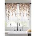 thumbnail image 2 of Eucalyptus Leaves Sheer Curtains 45 Inch Length 2 Panels Set Window Treatments, Brown Summer Botanical Weeping Rod Pocket Semi Curtains for Living Room/Bedroom/Kitchen Décor, 104"W x 45"L, 2 of 7