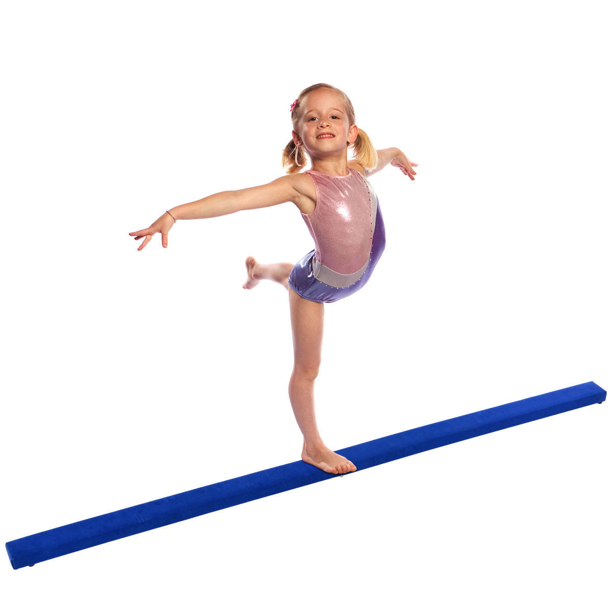Soozier 8FT Folding Floor Balance Beam Foam Gymnastic Training Low Height Beam for Kids Home Gym 