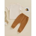 thumbnail image 4 of vera natura Baby Boy 1st Birthday Outfits Letter Print Short Sleeve T-Shirts Elastic Waist Long Pants 2Pcs Clothes Set, 4 of 9