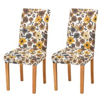 Yayeee 2 Pack Dining Chair Covers Stretch Parson Chairs Slipcovers Seat Protector, Brown Flowers