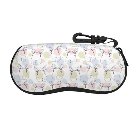 Vsdgher Hand Drawn Rabbit Sunglasses Soft Case Neoprene Zipper Eyeglass Case, Zipper Portable Spectacle Cases for Men Women