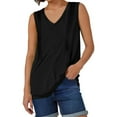thumbnail image 4 of MESSUEN Sleeveless Tops Women Tank Tops Loose Fit V-neck Raglan Pleated Tank Tops for Women 2024 Loose Fit V Neck Tops Flowy Basic Tees for Women Sleeveless Tshirts for Women Black L, 4 of 5