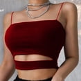 thumbnail image 1 of Señoras Sexy Moda Espagueti Rayas Hueco Corto Top Casual Color puro Camiseta corta Chaleco sin mangas más el tamañopangjing, 1 of 4