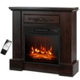 thumbnail image 1 of Costway Manteau de Foyer Électrique 32 Pouces Meuble Télé Chauffage d'Appoint avec Télécommande 1400W Brun, 1 of 10