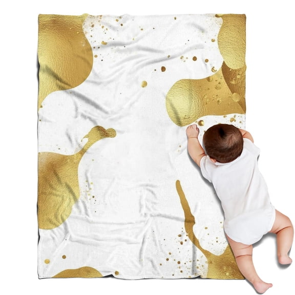 White Gold Splash Pattern Blanket,Comfortable Soft Flannel Throw Blanket,All Season,Warm Lightweight Blankets for Sofa Bed Couch Living Room Chair,30"x40"