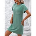thumbnail image 5 of Yesfashion Women Summer T-shirt Shift Dress Casual Twist Stripe Short Sleeve Crew Neck Knee Length Comfy Dress with Pockets, 5 of 7
