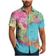 thumbnail image 2 of Blusa y camisa de manga corta con cuello vuelto para hombre, blusa informal de moda con cuello vuelto, blusa estampada de manga corta con botones, blusa de poliéster para hombre, 2 of 6