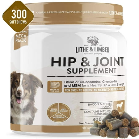 New Developed Breakthrough Formula Hip & Joint supplements for Dogs - Ultra Strength Glucosamine & MSM - Cartilage Support, Lubrication & Muscle Maintenance - 300 (Best Dog Supplements For Muscle)