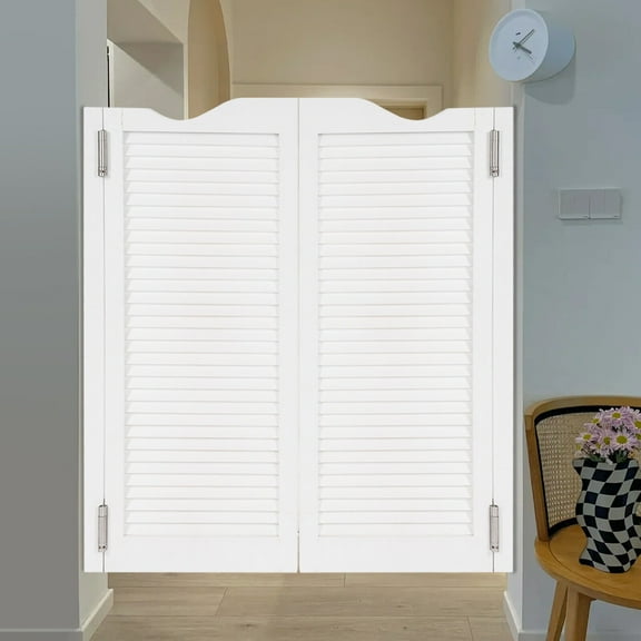 Miumaeov Countryside Entrance Door White Swinging Door  Double Half Door Cafe Door With Hinges