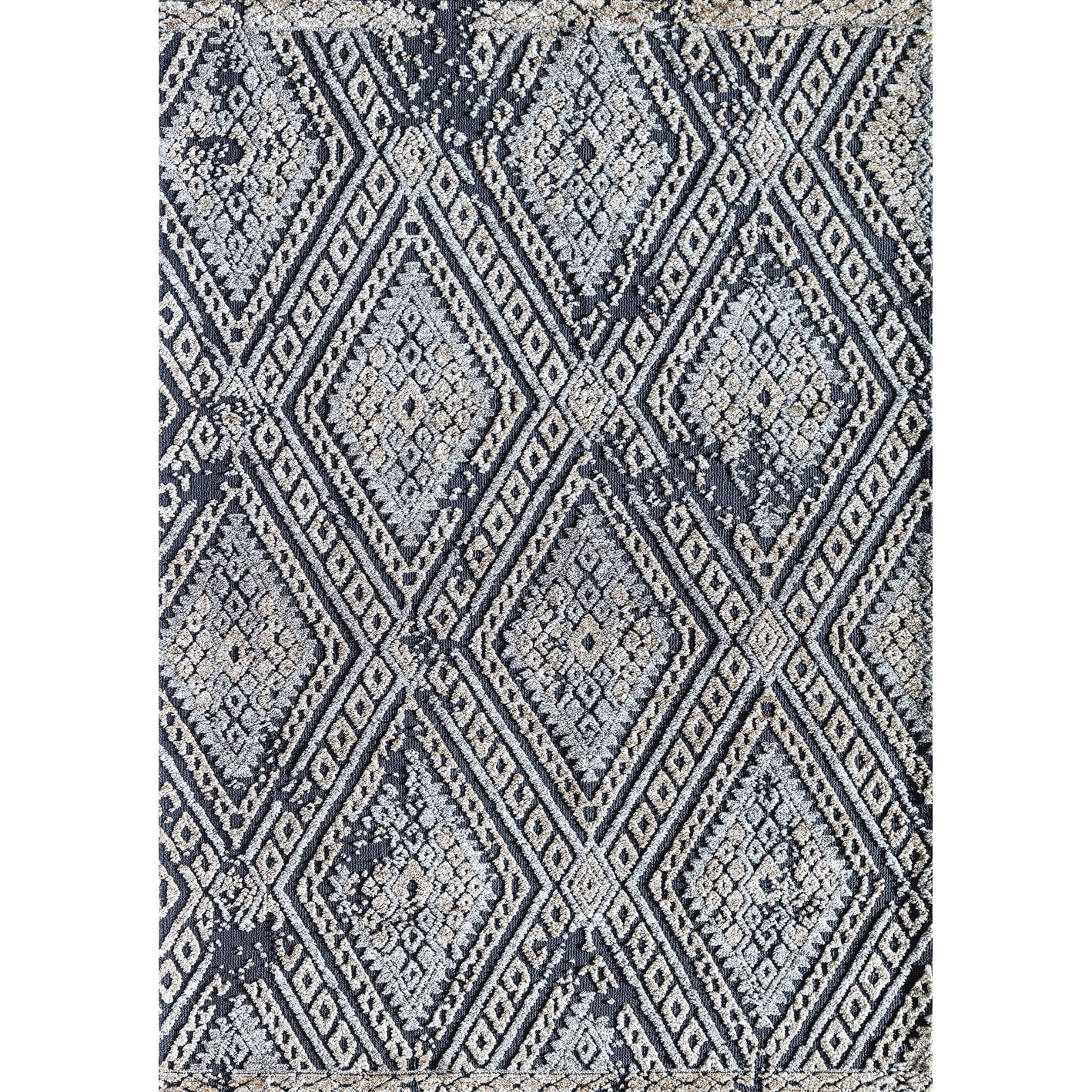 Rugs America GA10A Charcoal Diamond Diamond Bohemian Charcoal Area Rug, 2'0"x3'0" Ideal for Living Room, Bedroom, Dining Room and More