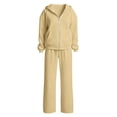 thumbnail image 3 of YHCY 2 Piece Zip Up Sweatsuits for Women Basic Long Sleeve Hooded Sweatshirt Long Straight Wide Leg Sweatpant Casual Comfy Soft Suits Plus Size Fall Trendy Sets Lounge Travel Tracksuits Beige 3Xl, 3 of 9