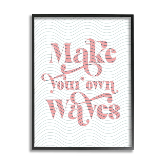 Stupell Industries Make Your Own Waves Groovy Patterned Stripes Graphic Art Black Framed Art Print Wall Art, Design by Daphne Polselli
