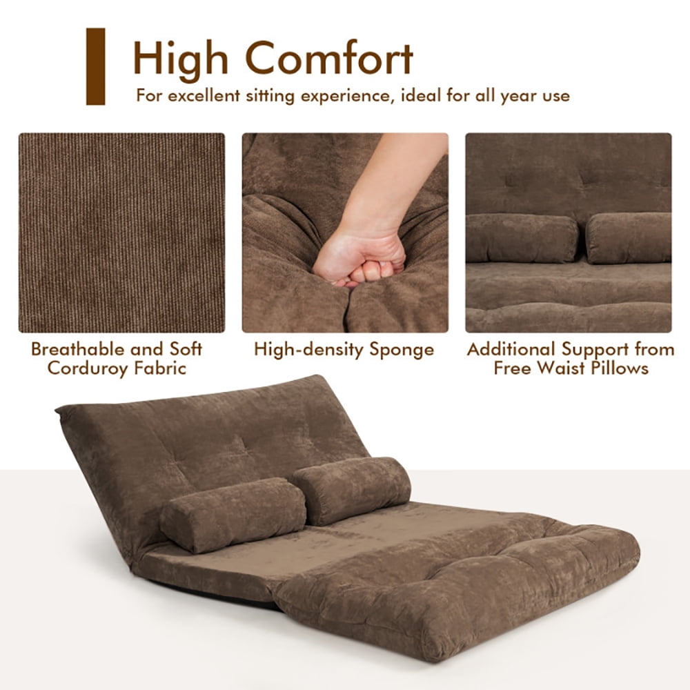 Finihen 6-Position Adjustable Floor Sofa Couch, Foldable Lazy Sofa Sleeper Bed, Multi-Functional Loveseat, Sleeper Lounge Couch with 2 Pillows, for Reading, Gaming, Coffee Finihen 6-Position Adjustable Floor Sofa Couch, Foldable Lazy Sofa Sleeper Bed, Multi-Functional Loveseat, Sleeper Lounge Couch with 2 Pillows, for Reading, Gaming, Coffee