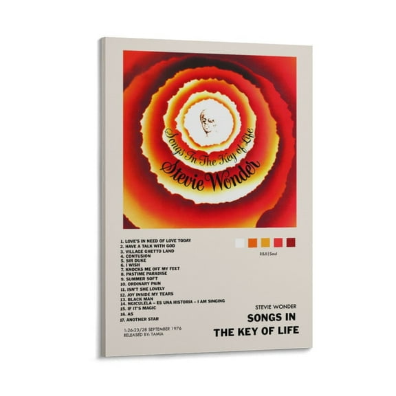 Songs In The Key Of LIfe by Stevie Wonder Album Poster Canvas Wall Art Poster Decorative Bedroom Modern Home Print Picture Artworks Posters 24x36inch(60x90cm)