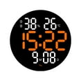 thumbnail image 2 of Abbracc 10 inch Wall Clock Time Week Date Temperature Humidity Display Round Digital LED Orange, 2 of 9