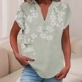 thumbnail image 5 of JTZGDY Linen Shirts for Women Cute Summer Short Sleeve Half Button V Neck Graphic T-Shirts Trendy Oversized Casual Tie Dye/Floral Printed Beach Vacation Tunic Tees Blouse B-Khaki XXXL, 5 of 7