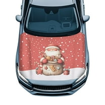 Uorisanigo Car Hood Cover Elastic Polyester Santa Claus Print Car Hood Cover Protectors Waterproof Automotive Accessories Stretch Polyester Fabric Covers Personalized Suitable for Cars