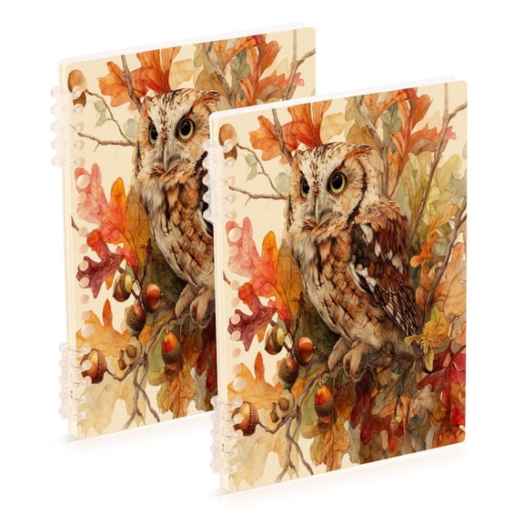 Wirebound Notebook Hardcover Spiral Notebooks Owl and Branch, 60 Pages, 80 GSM, 5.7 x 8.3in