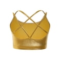 thumbnail image 2 of inhzoy Kids Girls Metallic Cross Back Dance Crop Top Spaghetti Strap Cami Gymnastics Skating Athletic Sports Bra Gold 14, 2 of 7