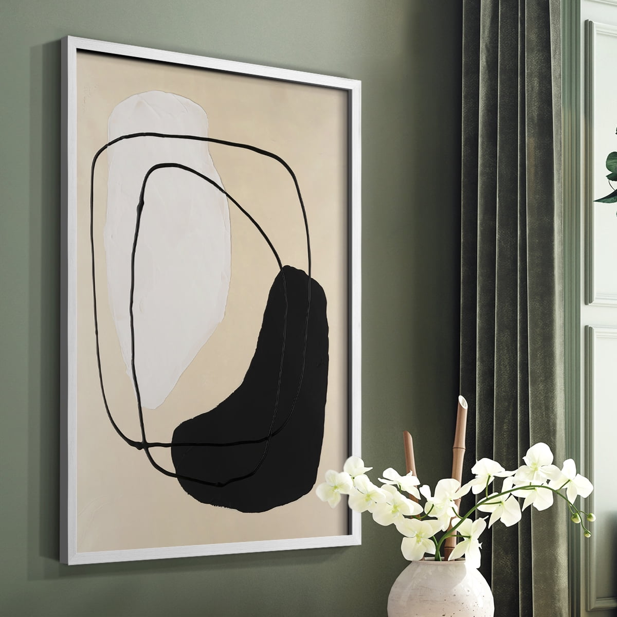Avant Mod I Framed Print in White Solid Wood Framed Print No Nail Hanging