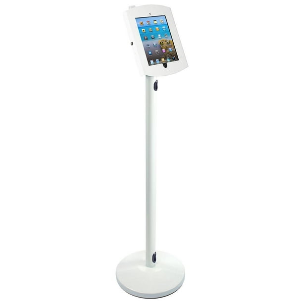 Displays2go Floor Standing Apple Ipad Holder Round Base Lockable Steel U White Ipdavstw3c Walmart Com Walmart Com