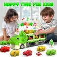 thumbnail image 3 of Beefunni 46 inch Dinosaur Cars Toys Transport Car Carrier Truck with 6pcs Dinosaur Cars, Race Track Playset w/ Lights Sounds, Construction Truck Toys Christmas Gift for Toddlers Boys 3-7 Years Old, 3 of 7