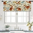 thumbnail image 2 of Flower Vintage Kitchen Curtain Valance 54W x 18L Inch Burnt Orange Blossom Botanical Plant Rod Pocket Short Cafe Small Window Treatment Drapes Decor, 2 of 6