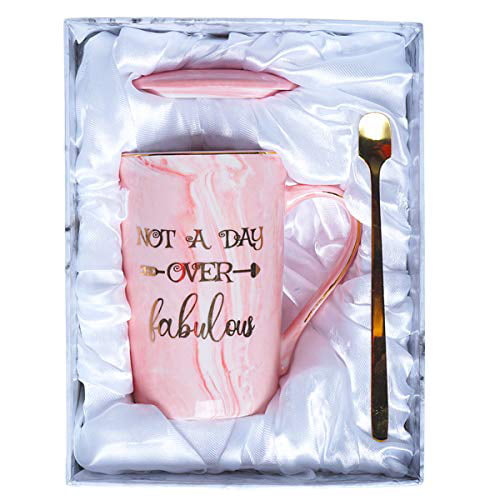 Not a Day Over Fabulous Coffee Mug Birthday Gifts for Women Her Novelty Gifts for Women Gifts Idea for Women Birthday Friends Noble Mug Printing with Gold 12Oz
