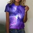 thumbnail image 2 of Womens Galaxy Space Print T-Shirts Short Sleeve Crewneck Graphic Tees Casual Summer Fashion Tops 2025, 2 of 5