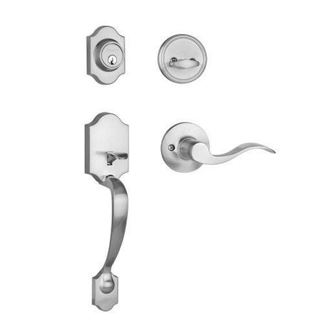 dynasty hardware den-her-100-15l denver front door handleset, satin nickel, with heritage lever, left (Best Front Door Locks)