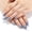 Style-17, variant on Blue Press Nails Metallic Finish Nails Short Oval False Nails press ons with Chrome Design Full Cover Glue Nails for Women Summer Manicure Kit 24 count