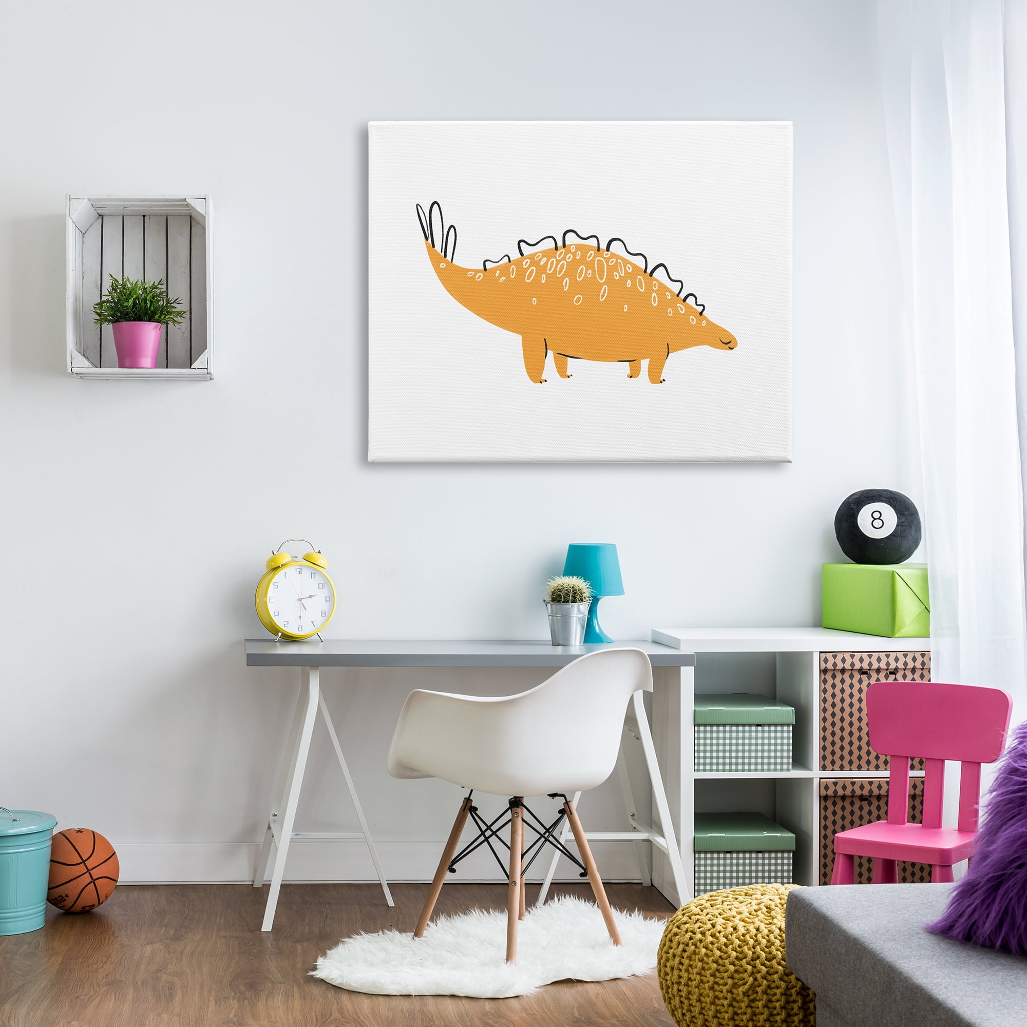Stupell Industries Smiling Yellow Dinosaur Fun Spotted Kids' Reptile, 36 x 48, Design by Ziwei Li