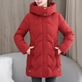 thumbnail image 2 of Makaor Puffer Jacket Women Pockets Hooded Coat Solid Plus Size Zipper Front Long Sleeve Outerwear Quilted Warm Clothes, 2 of 7