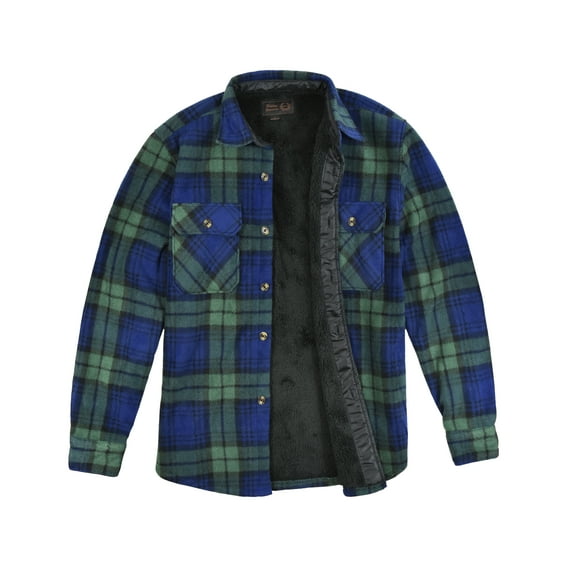 Victory Outfitters Men's Sherpa-Lined Fleece Shirt Jacket - Black Watch - M