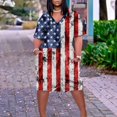 thumbnail image 3 of Usmixi Womens Independence Day Dresses 4th of July Patriotic Plus Size Pocket Tunic Midi Dresses Fashion Star Striped Print V-Neck Short Sleeve Knee-Length Summer Dress White l, 3 of 5