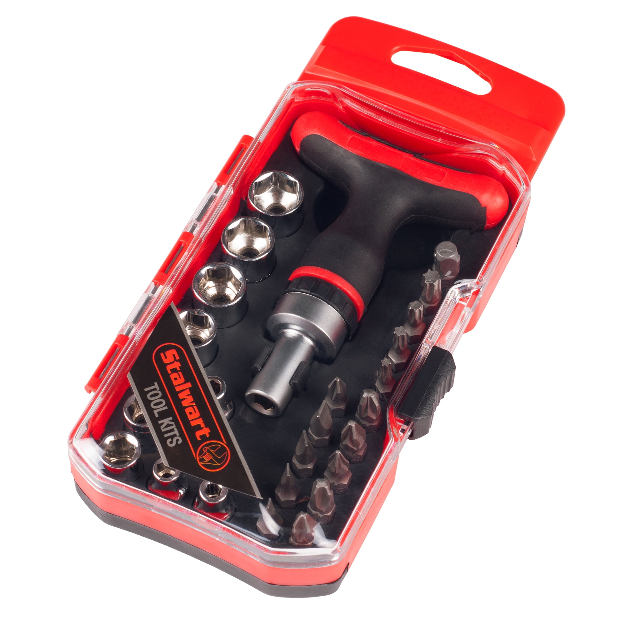 Ratcheting Screwdriver with 27 Piece Bit and Socket Set TShaped