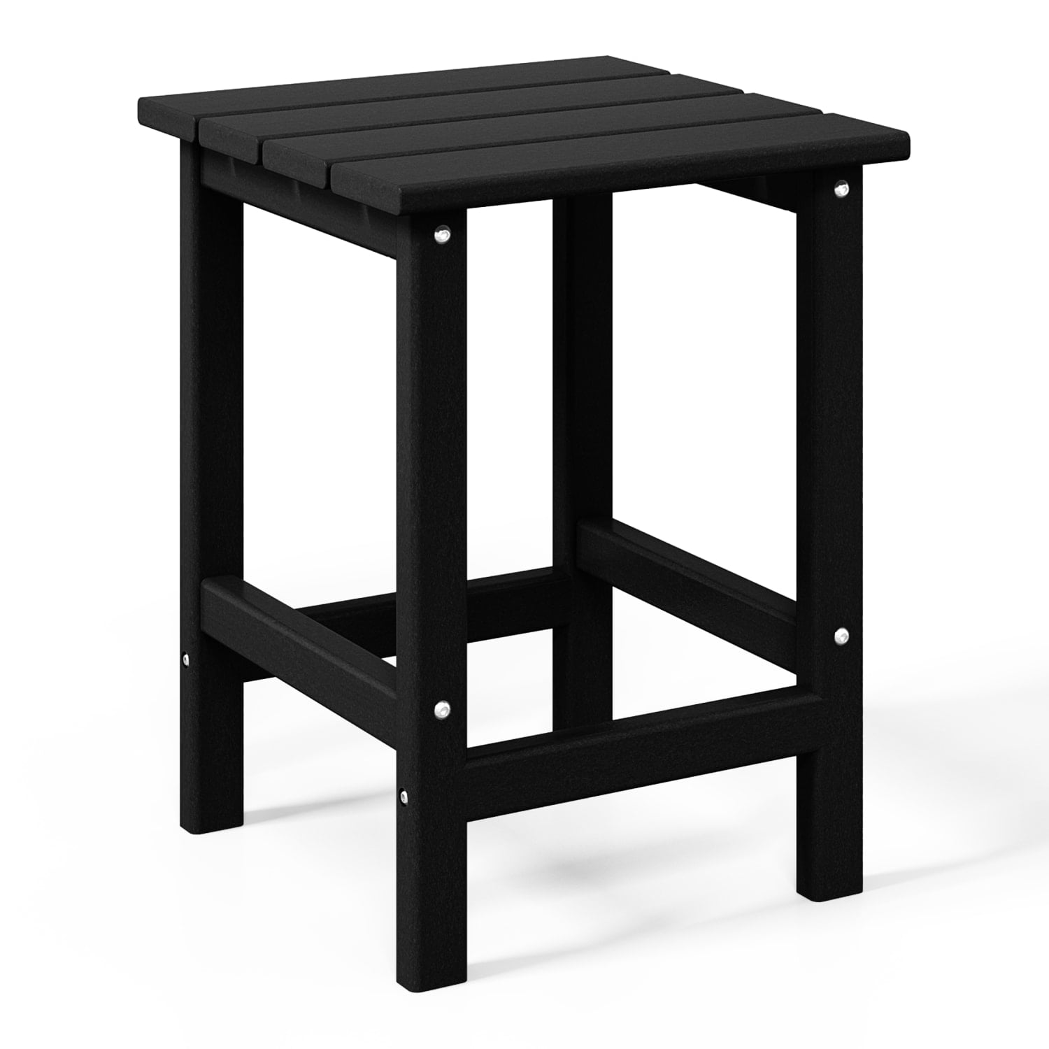 WestinTrends Outdoor Side Table, All Weather Poly Lumber Adirondack Small Patio Table Square End Table for Pool Balcony Deck Porch Lawn Backyard, Black
