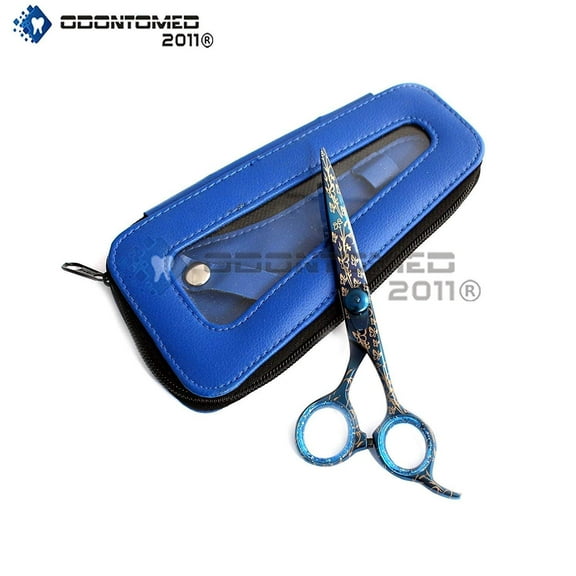 Odontomed2011 Od2011-d-1522 New J2 Japanese Steel Professional Razor Edge Titanium Hairdressing Scissor Shear 6" Blue   Free Rexine Scissor Case A  Quality