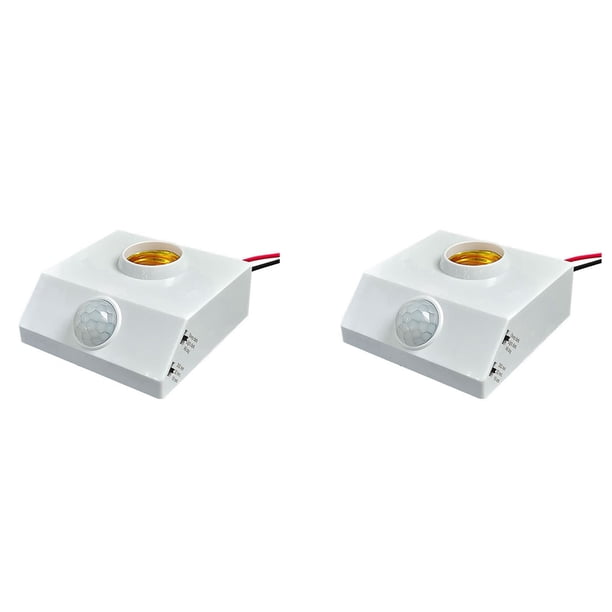 2X Soporte de LáMpara con Sensor Infrarrojo PIR de Cuerpo Humano E27, 220V, con Interruptor Regulador, Base de LáMpara con Detector de Movimiento
