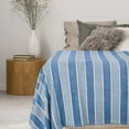 thumbnail image 4 of Tirrinia Striped Acrylic Blanket TV Throw 50" x 60", Super Soft Warm Comfy Blankets Bedding Couch Cabin Decorative All Season Throws, Blue, 4 of 8