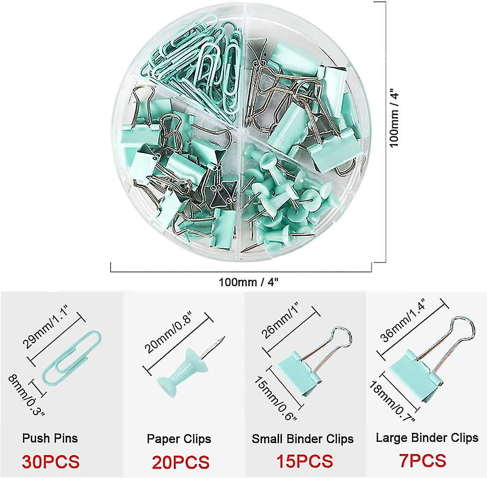 Paper Clips Binder Clips Push Pins Sets With Acrylic Box For Office ...