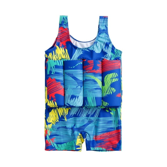 Zwiiyzr Toddler Swimsuit with Floatation Baby Girls Boys Float Suit One-Piece Swimwear Rashguard Cartoon Sleeveless Vest Buoyancy, 6 Months-4 Years, Multicolor