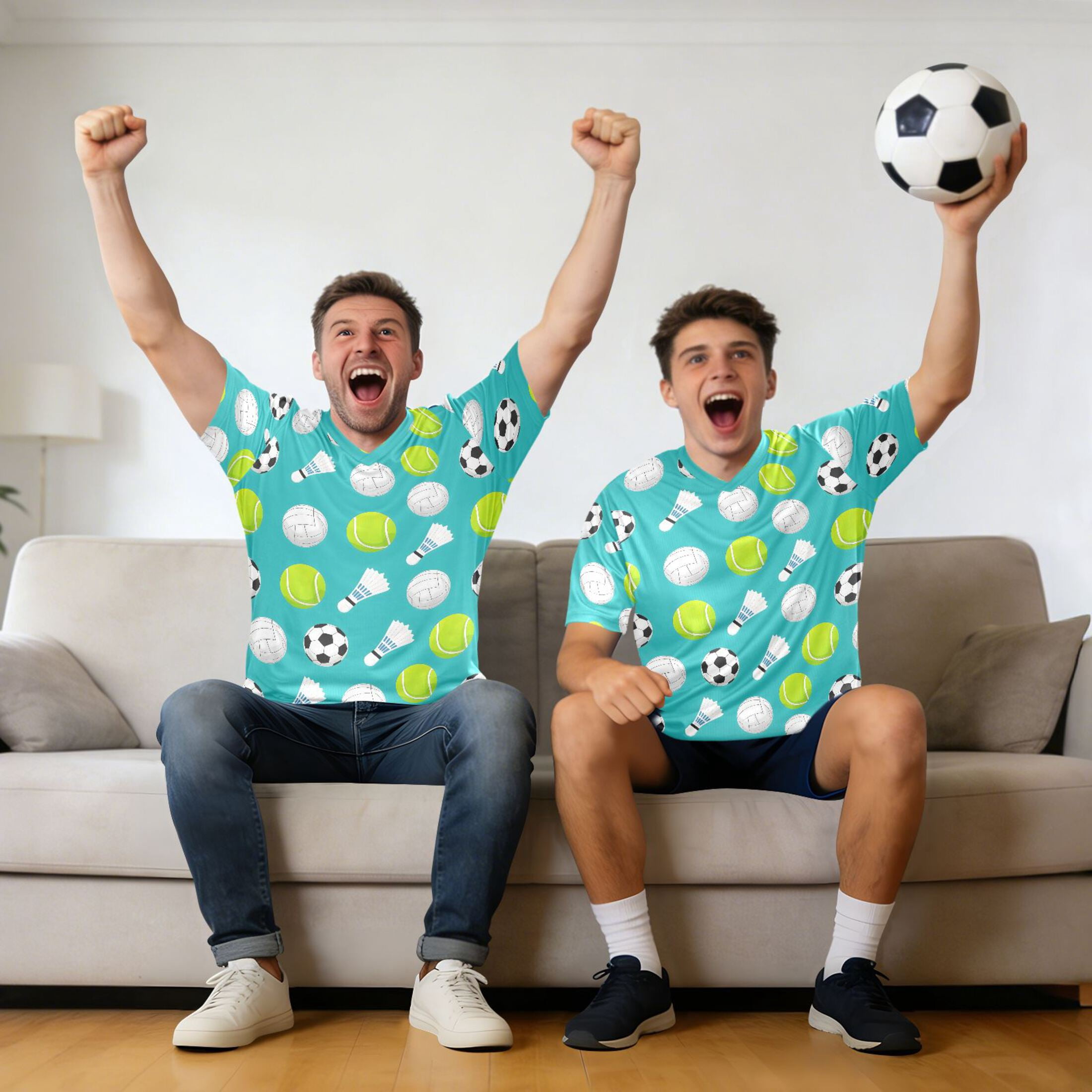 joogoo Football Tennis Balls Men's Soccer Jersey Athletic Plus Size T-Shirt V-Neck Sport Fan Game Day Shirt XX-Large